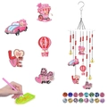 DIY Valentine's Day diamond painting wind chime kit with heart and car shaped pendants - Retro Car Balloon Style