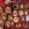 Retro Alphonse Mucha art stickers set with vintage packaging for DIY scrapbooking - Vintage Art Illustration