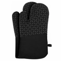 Par de guantes de horno de silicona negros resistentes al calor con textura de diamante antideslizante - Manopla de horno larga negra (individual)