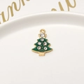 Golden alloy Christmas tree pendant with green enamel and sparkling rhinestones - 21# Rhinestone Christmas Tree (15*22mm)