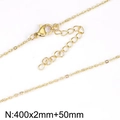 Minimalist gold link necklace 400x2mm with 50mm extension chain and lobster clasp - Gold Color 2mm 40cm+5cm (KN284174-Z)