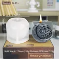 Moon shaped silicone candle mold ZL-851 with moon texture and finished wax candle - Moon A (ZL-851)