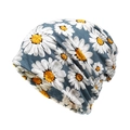 Bonnet bleu souple avec imprimé floral de marguerites pour hommes et femmes - M (56-58cm) / Bleu clair