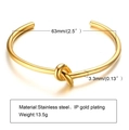 18K gold plated stainless steel knot cuff bracelet with minimalist open C-shape design - Simple Knot B-132