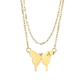 Collier double rang en acier inoxydable plaqué or 18 carats avec pendentif papillon - Style Pendentif Papillon Lettre A