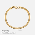 Bracciale a catena piatta a serpente dorata da 3 mm in acciaio inossidabile da donna - 3mm-19cm / Oro