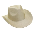 Detailed view of the sparkling glitter texture on this champagne gold western cowboy hat - Off White