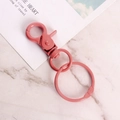 Pink matte painted lobster clasp metal keychain with large open loop ring accessory - Watermelon red