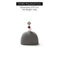 Gray velvet semicircular ring display stand with dual clover ring slots for jewelry - EC04001 Ring Holder A Grey