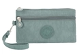 Three-layer zipper nylon phone pouch with wrist strap in sage green finish - Aqua