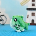 Detailed macro shot of a funny green shark plush keychain toy with watermelon print - Watermelon Shark (Normal Buckle) / 10cm