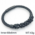 Gothic black twisted cable stainless steel skull bracelet with punk style design - Black (KB208293-KFC)
