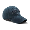 Vintage washed navy blue baseball cap with white New York 1625 3D embroidery - Navy Blue
