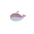 Macro detail of a cute purple and blue enamel whale brooch with gold metal outline - Purple and Blue Whale Style (C1403-2)