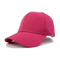Deep rose red six-panel cotton baseball cap with curved brim and solid color finish - M (56-58cm) / Rose Red