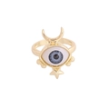 Bohemian 18K gold plated evil eye ring with blue center, crescent moon and star - 12# Royal Blue