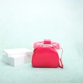 Creative pink telephone shaped crossbody bag made of shiny patent leather for women - Rose Red