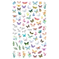 Self-adhesive nail art stickers with colorful watercolor butterfly and flower designs F625 - F625 (Painted Butterfly Flower)