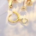 Sparkling gold S925 silver hoop earrings with letter C or G pendants and zircon inlay - Letter G (Gold)