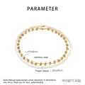 Detailed size chart showing 470mm and 520mm lengths for baroque pearl and steel necklace - Double Layer Cuban Chain and Pearl Spliced Style(KN229600-Z)