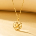 Collana con ciondolo a moneta in acciaio al titanio dorato e motivo a stella - Moneta a Stella Dorata / Oro