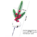 Christmas decoration branch with red berries, white cotton, and green pine needles 26cm - Red Berry Cotton Triple Pine Needle 26CM