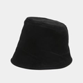 Sombrero de pescador de ante negro para invierno con copa plana y detalle de costuras - M (56-58cm) / Negro