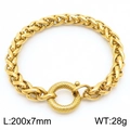 Goldenes Spiga-Kettenarmband mit graviertem Federringverschluss, 7 mm breit, 200 mm lang - Goldenes Weizenketten Armband (KB181454-Z)