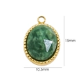 14K vergoldeter ovaler Anhänger mit grünem Edelstein, Maße 15mm x 10,5mm groß - Afrikanische Jade