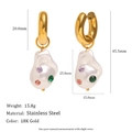 Colorful Zircon Faux Pearl Earrings - Gold
