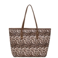 Bolso tote clásico con estampado de leopardo y asas grandes de cuero sintético - Marrón