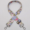Tracolla larga regolabile in tela con motivi floreali rosa e blu e ganci metallici - N. 576 / Canna di fucile