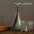 Sandalwood hair stick featuring whale tail with abalone shell and freshwater pearl - Abalone Shell Pearl Inlay (F2023854)