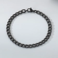 Pulsera de cadena NK de acero inoxidable negro pulido con cierre de mosquetón - Ancho 3mm, Largo 19cm / Negro