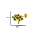 Golden Tree of Life cartilage stud earring with inlaid green zircons and screw ball back - 4# Gold (Tree Style)