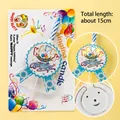 Blue striped musical birthday candle with glowing Happy Birthday base for cake decoration - Blue Musical Singing Candle / 1 Pc/Box / Blue