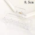 Close-up of a 8.5cm transparent rectangular hair claw clip with a durable gold metal spring - Transparent Style (S150-13) / 8.5cm