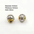 Tibetan silver two-tone 10.5mm barrel bead for DIY jewelry with relief patterns - D-2 Silver Lucky Cloud