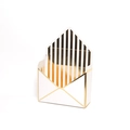 Minimalist white envelope flower box with gold stripe interior and elegant golden trim - White with Gold Stripes / 20x7x29.5CM