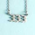 Silver stainless steel lucky number necklace with 333 pendant in gothic style - Number 333 / Steel