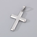 Minimalist silver stainless steel cross pendant with shimmering inlaid crystals - Style C Steel Color-Full Rhinestone Inlay (No Chain) (KP130997-HR)