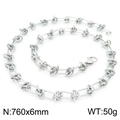 Silver geometric knotted stainless steel necklace with twisted cord-style chain links - Necklace / 76cm / Steel