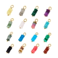 Multiple natural stone beaded pendants with gold rings in a grid layout for jewelry DIY - Set of 16 Pieces