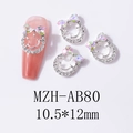 Detail view of smiley face nail art charm with aurora bowknot, size 10.5x12mm on nails - Pink-wrapped Green (AB80)
