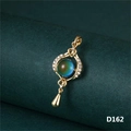 Gold-plated color-changing stone necklace with diamond halo and teardrop charm - Gold Temperature Sensitive Gradient Blue-Green