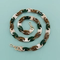 DIY acrylic bag chain with green, amber, and marble links with gold lobster clasps - B302-B Dark Green Amber Cream