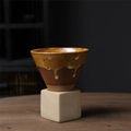 Japanese style stoneware pour over coffee dripper with brown glazed finish - 200ml / Coffee