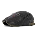 Berretto vintage in denim grigio scuro lavato con cuciture a croce rosse - Taglia Unica(Regolabile) / Nero