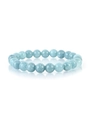 Macro shot of 8mm light blue natural stone beaded bracelet with glossy finish - 2208 Deep Sea Blue Stone