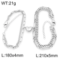 Bracelets magnétiques cœur en acier inoxydable pour couples avec chaîne argentée - Couleur Acier (KB208410-Z)